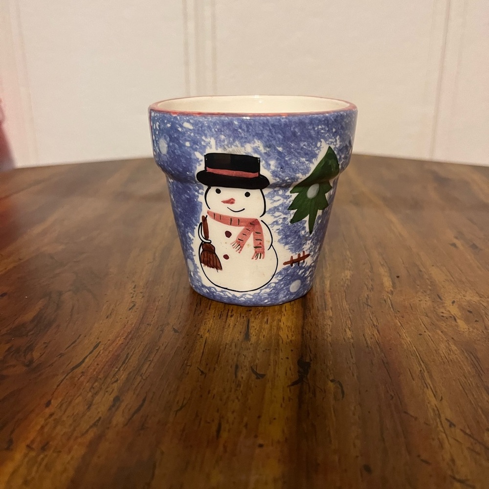 Hand Painted Snowman Pot